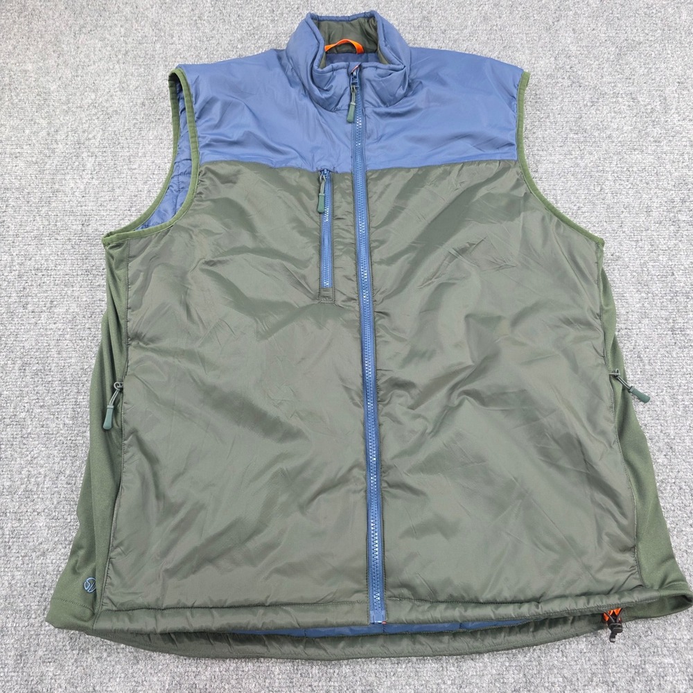 Straight Down Mens XL Puffer Vest Blue Green Zip Pockets‎ Outdoor Casual